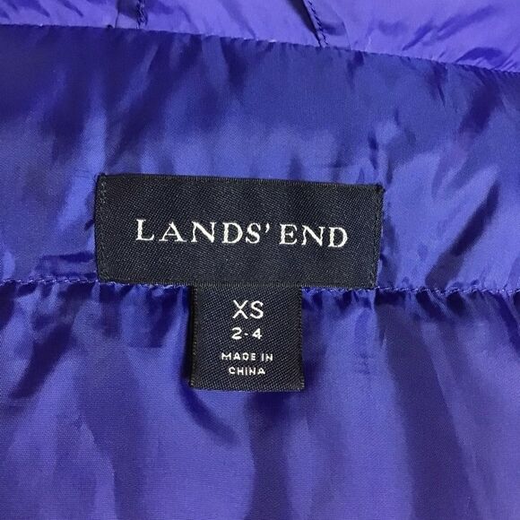 Lands’ End Down Puffer Periwinkle Snap Vest, Size XS - Picture 6 of 7